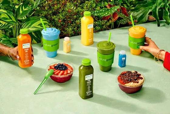 Pure Green cold-pressed juices, smoothies, and açaí bowls